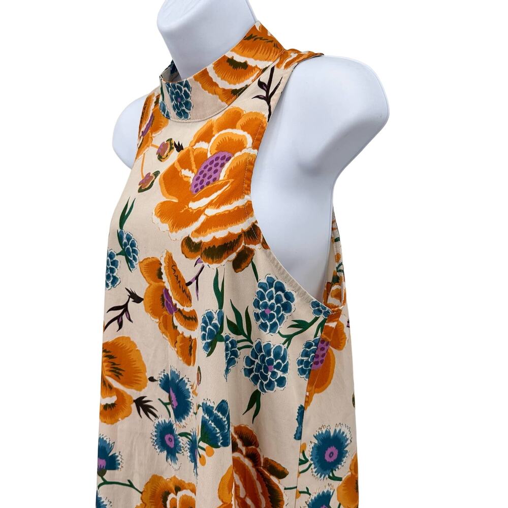 By Together Dress WMNS M Cream Floral Mock Neck Tank Backless Retro Cottagecore - Picture 5 of 9
